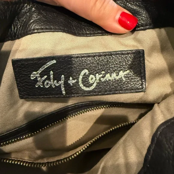 Foley + Corinna Black Leather Shoulder Bag with Silver Accents - Picture 10 of 13